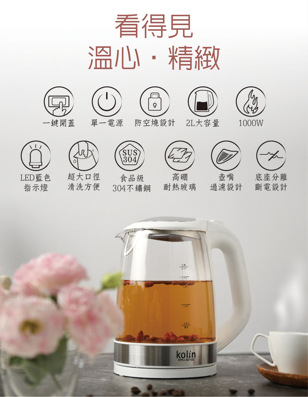 单一电源 防空烧设计 2L大容量