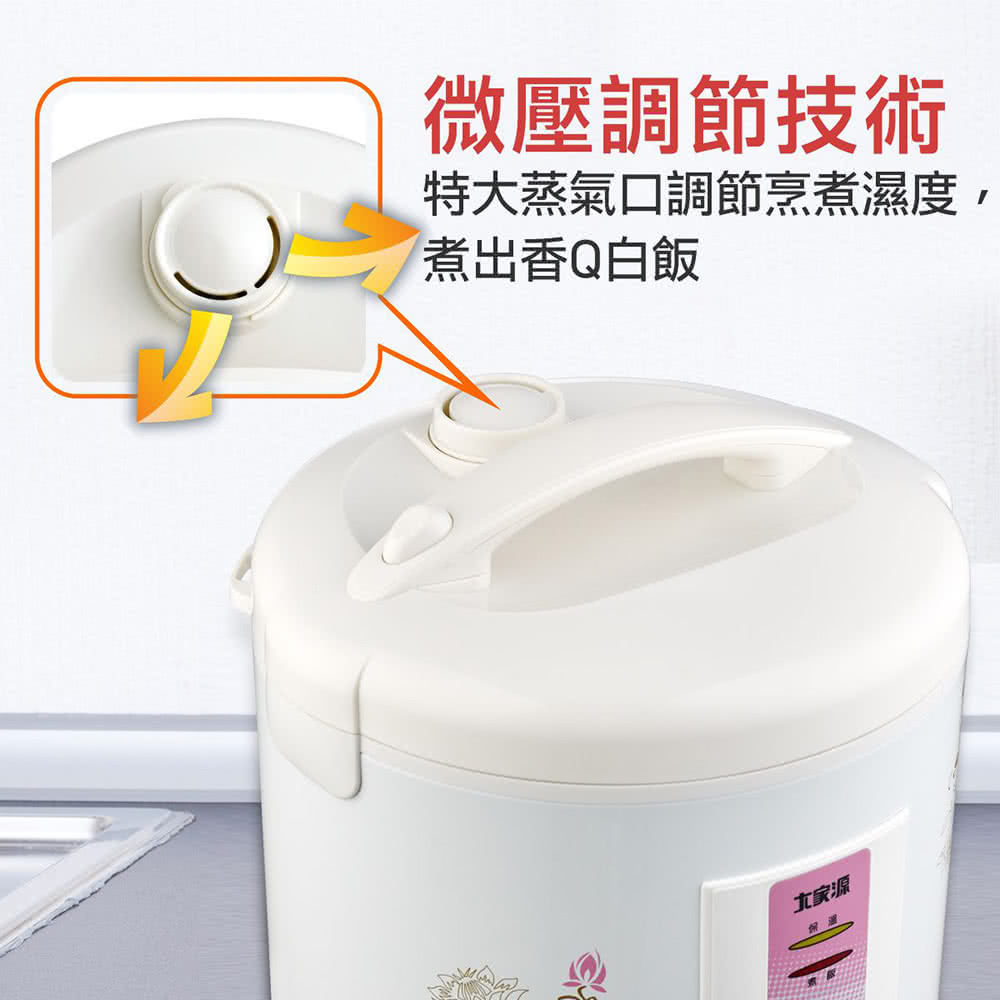 微压调节技术 特大蒸气口调节烹煮湿度, 煮出香Q白饭 大家源 