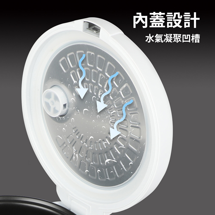内盖设计 水气凝聚凹槽 