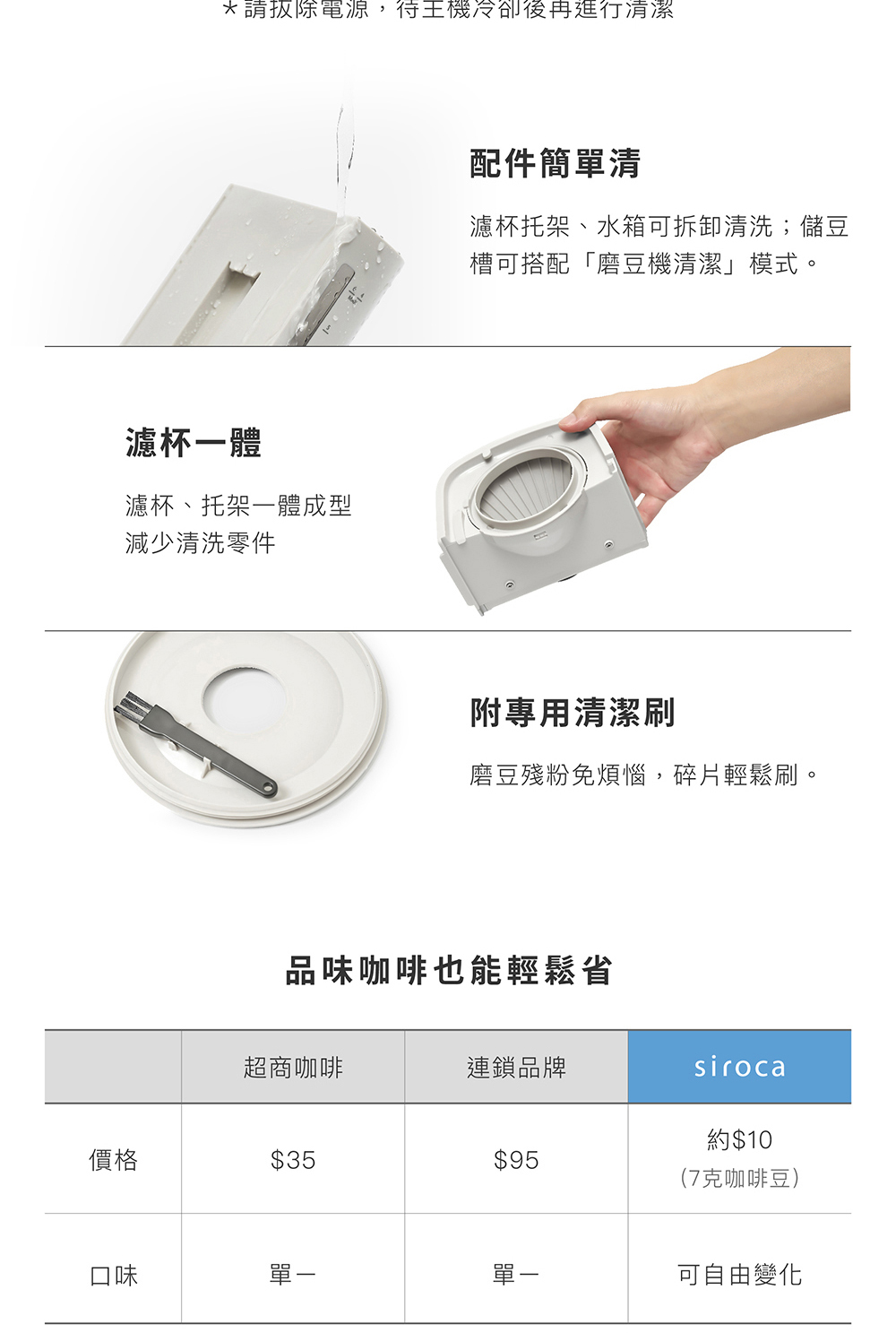 滤杯托架、水箱可拆卸清洗储豆