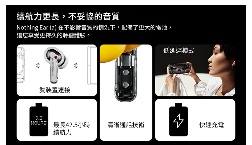 Nothing Ear a在不影响音质的情况下,配备了更大的电池,